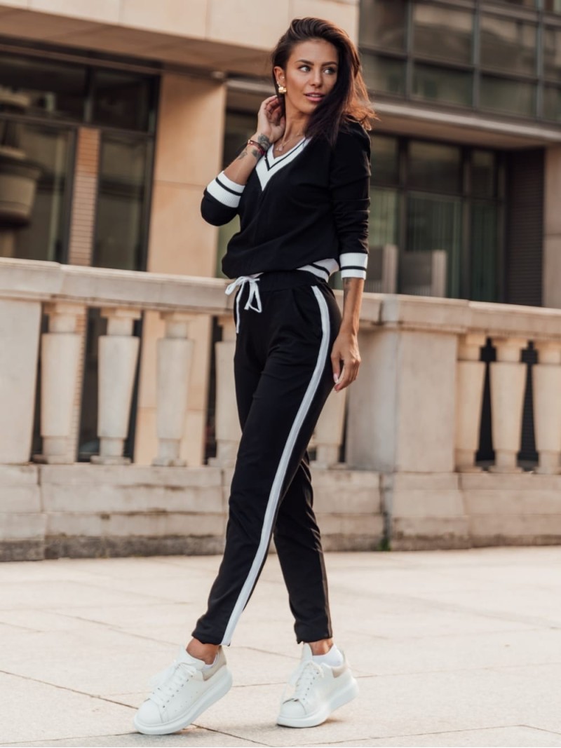 Black women\'s tracksuit set with a deep neckline FK553 - Online store - Boutique